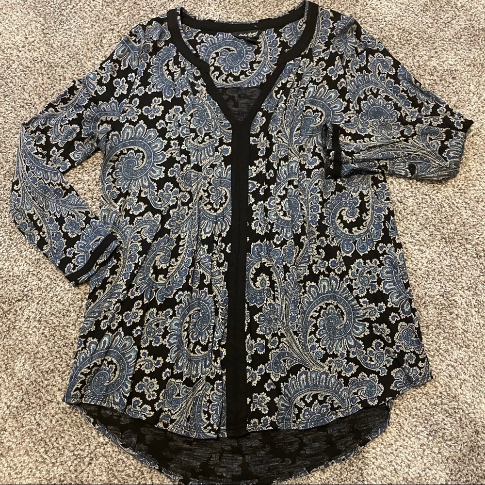 LuckyBrand Paisley Print Bohemian 3/4 Sleeve Tunic